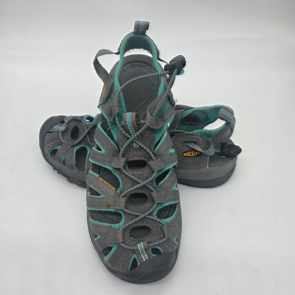 KEEN Fisherman Sandals Womens 6.5 Gray Teal Waterproof Hiking Outdoor Sport